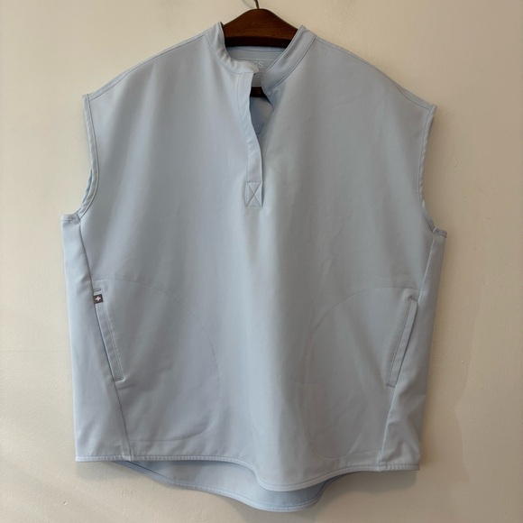 Figs Rafaela scrub top only oversized light blue size XL pockets stretchy - Picture 1 of 12